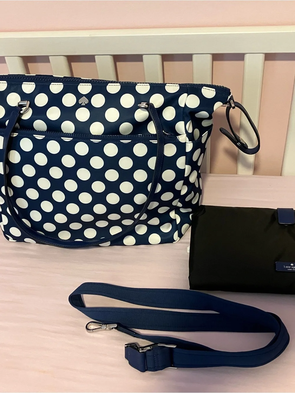 kate spade Navy and White Polka Dot Tote
